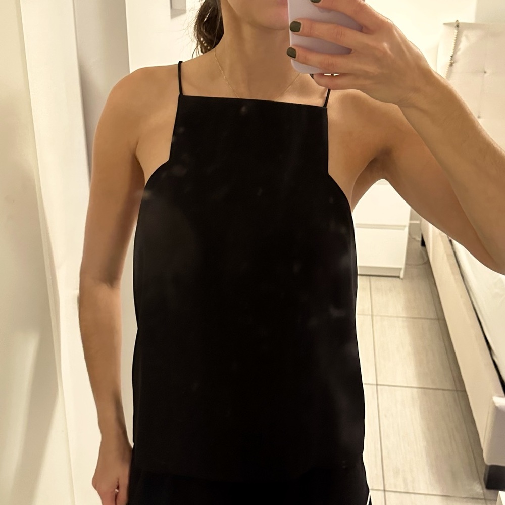 Keepsake sleeveless black blouse, low back